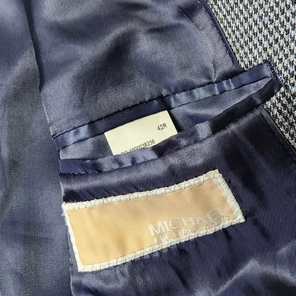 MICHAEL Michael Kors Houndstooth Two Button Blazer Sports Jacket Mens Size 42R - Picture 5 of 6